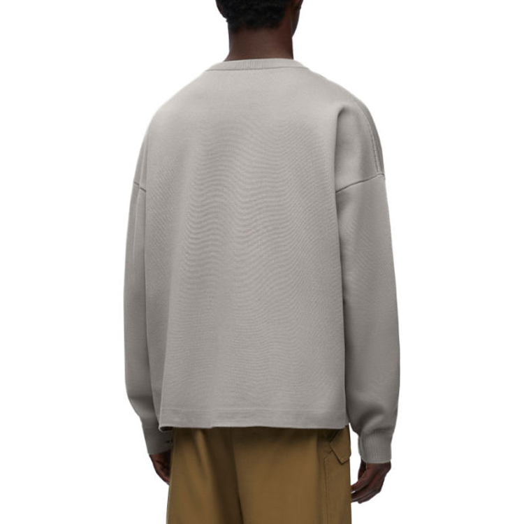 Shop LOEWE Abu-Abu Sweater Rajut Logo Intarsia Lengan Panjang dengan Kantong H526Y14KDK-1527