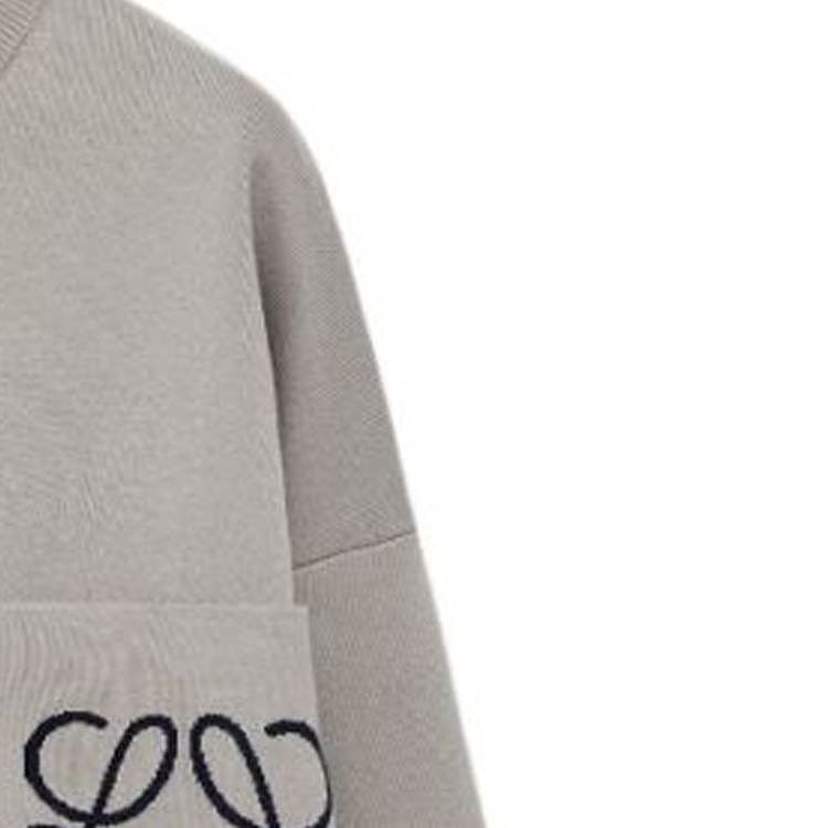 Details for LOEWE Abu-Abu Sweater Rajut Logo Intarsia Lengan Panjang dengan Kantong H526Y14KDK-1527