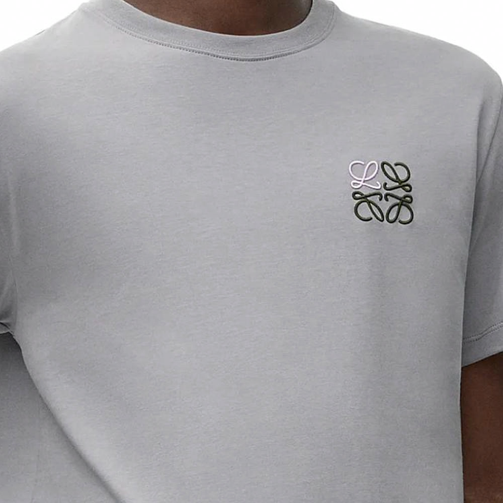 Cheap ロエベ グレー SS25 コットン クルーネック 半袖 Tシャツ. H526Y22X75-1210