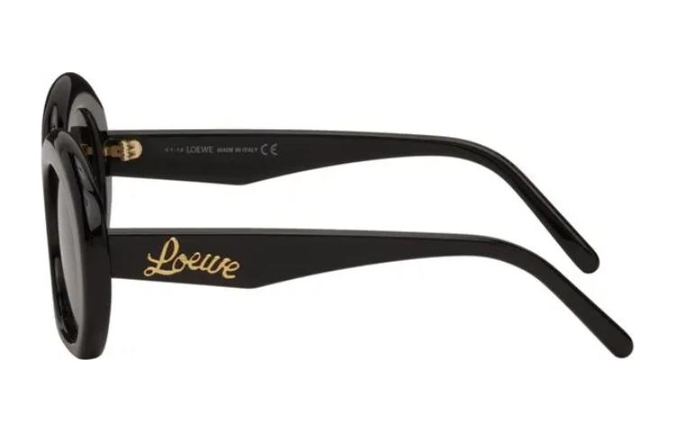 Lookbook LOEWE 不规则墨镜带Logo镜腿 - 黑色 LW40077I5401B