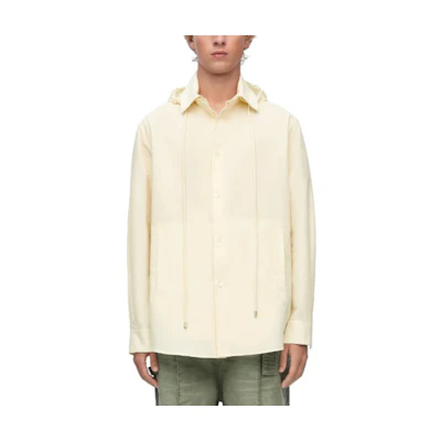 LOEWE Ivory Solid Color Hooded Loose Fit Long Sleeve Jacket H526Y05WBB-2110