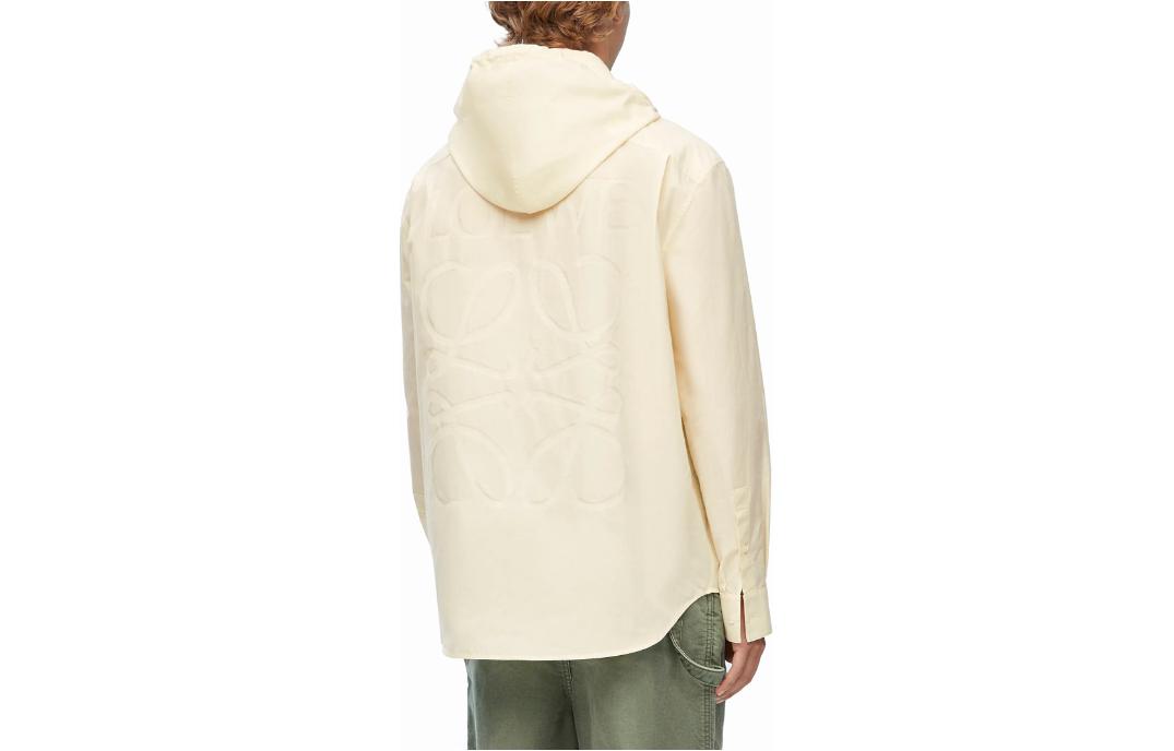 Lookbook LOEWE  Ivory Solid Color Hooded Loose Fit Long Sleeve Jacket H526Y05WBB-2110