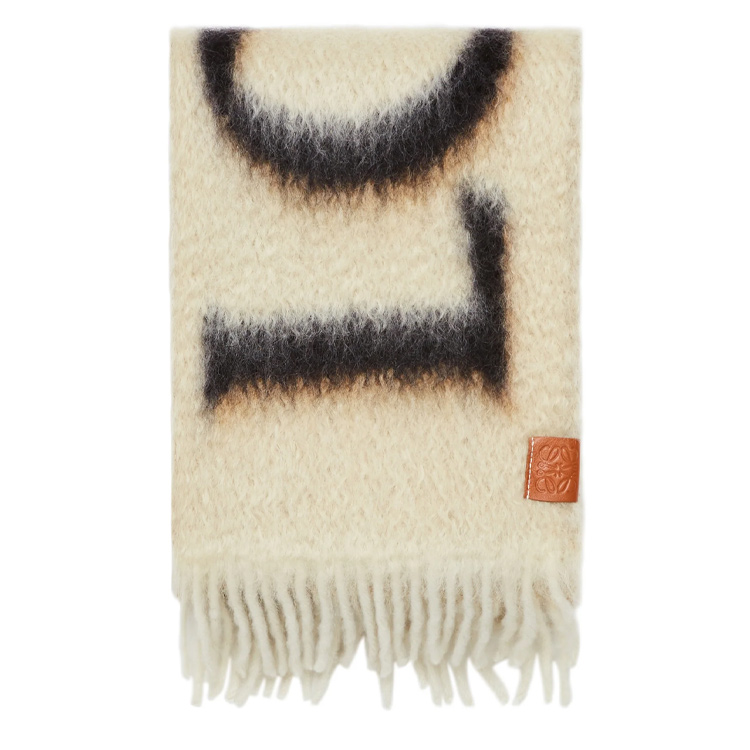 LOEWE  Mohair Embroidered Logo Scarf Brown. F811257X0331540 圖 3