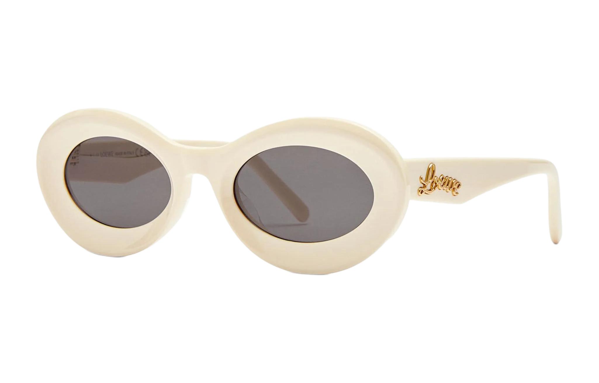 LOEWE  Oval Acetate Sunglasses with Logo Temples in White. LW40110U5025A