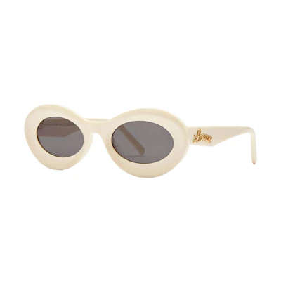 LOEWE Oval Acetate Sunglasses with Logo Temples in White. LW40110U5025A