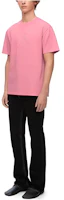 LOEWE Pink Fitted Crew Neck T-Shirt with Logo Patchwork Design. H526Y22XB8-3900 LOEWE Pink Fitted Crew Neck T-Shirt with Logo Patchwork Design. H526Y22XB8-3900