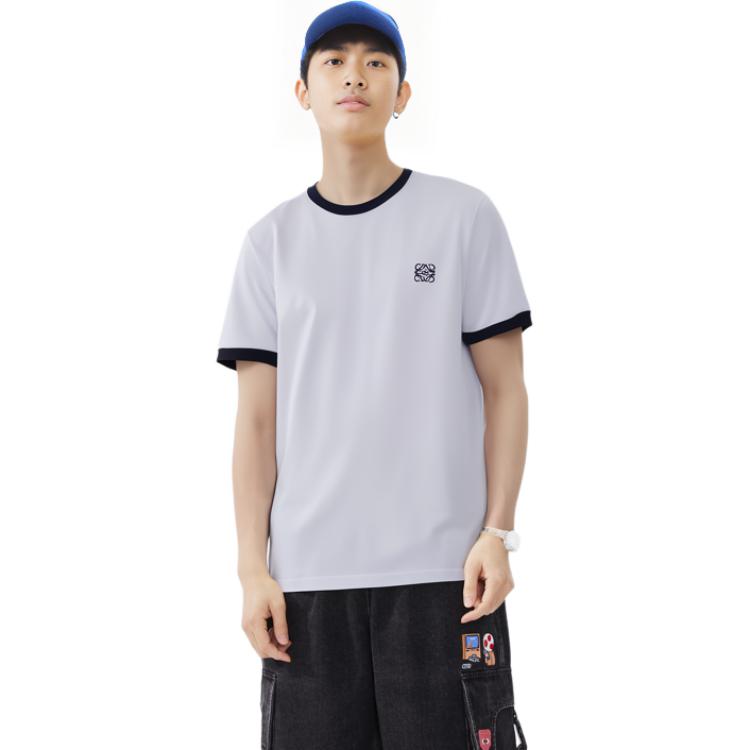 Shop LOEWE Kemeja-T Leher Bulat Kasual Putih H526Y22XAC-8995