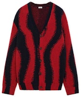 LOEWE Red Blue V-Neck Long Sleeve Knitted Cardigan Sweater. H526Y16K69-5114 LOEWE Red Blue V-Neck Long Sleeve Knitted Cardigan Sweater. H526Y16K69-5114