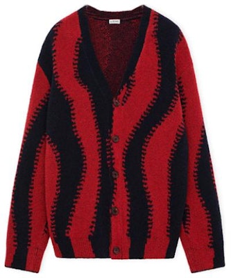 LOEWE Red Blue V-Neck Long Sleeve Knitted Cardigan Sweater. H526Y16K69-5114 Buy LOEWE Red Blue V-Neck Long Sleeve Knitted Cardigan Sweater. H526Y16K69-5114