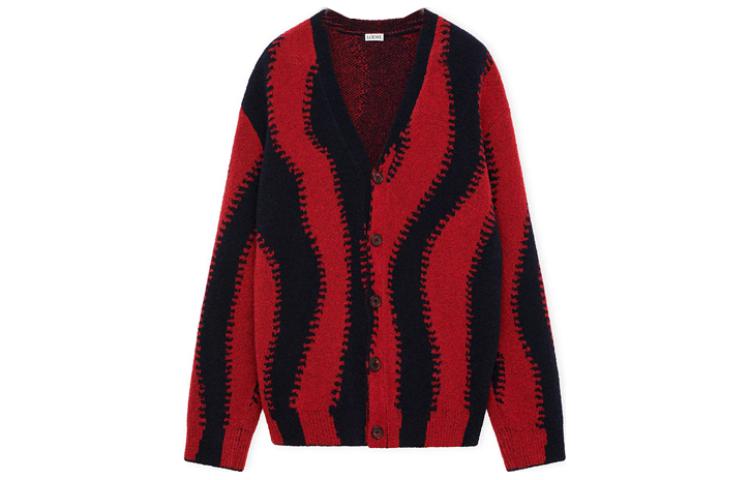 Order LOEWE Cárdigan Suéter Tejido Rojo Azul de Manga Larga con Cuello en V. H526Y16K69-5114