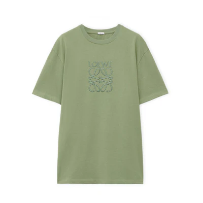 LOEWE Slim Fit Crew Neck Logo T-Shirt in Khaki Green. H526Y22XB8-1889
