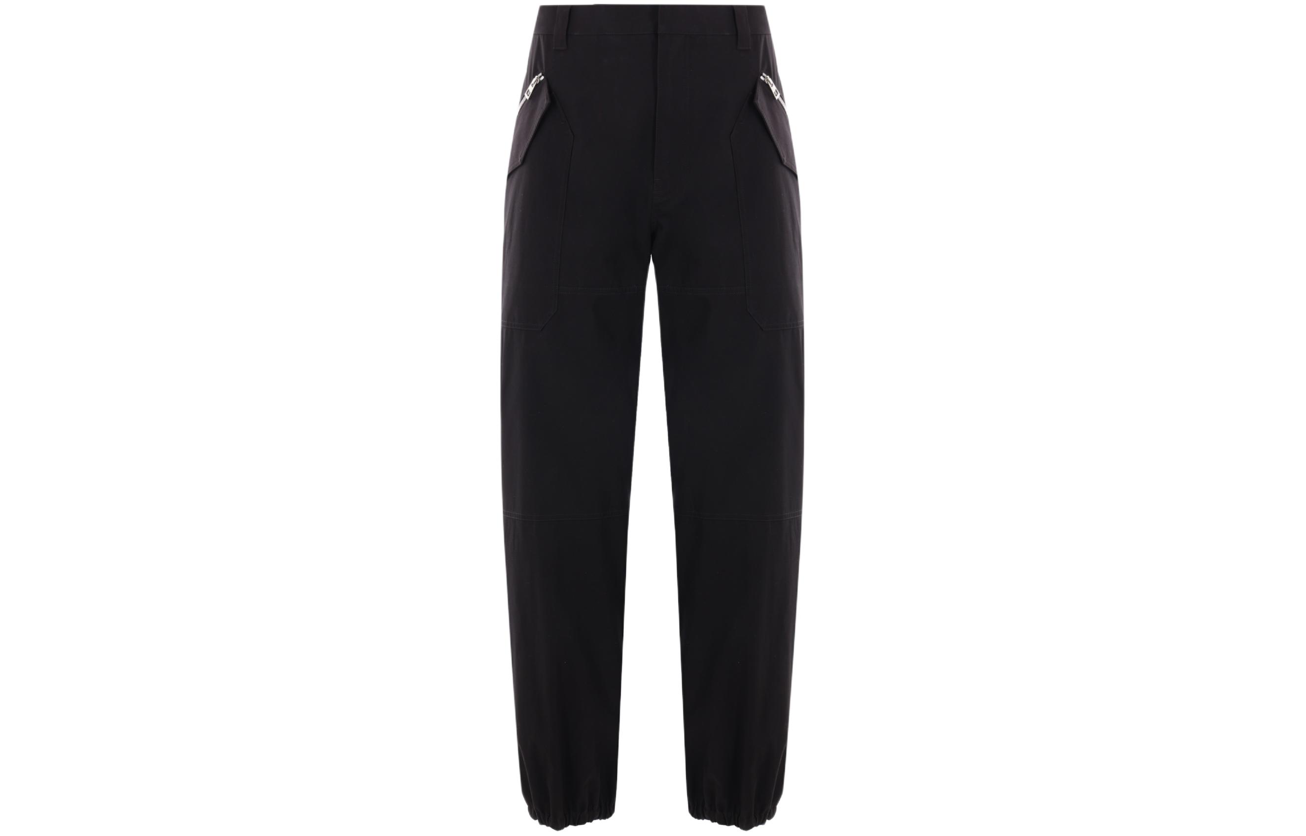 Order LOEWE Seluar Kargo Hitam Solid Mid-Rise Straight-Fit. H526Y04WE3-1100