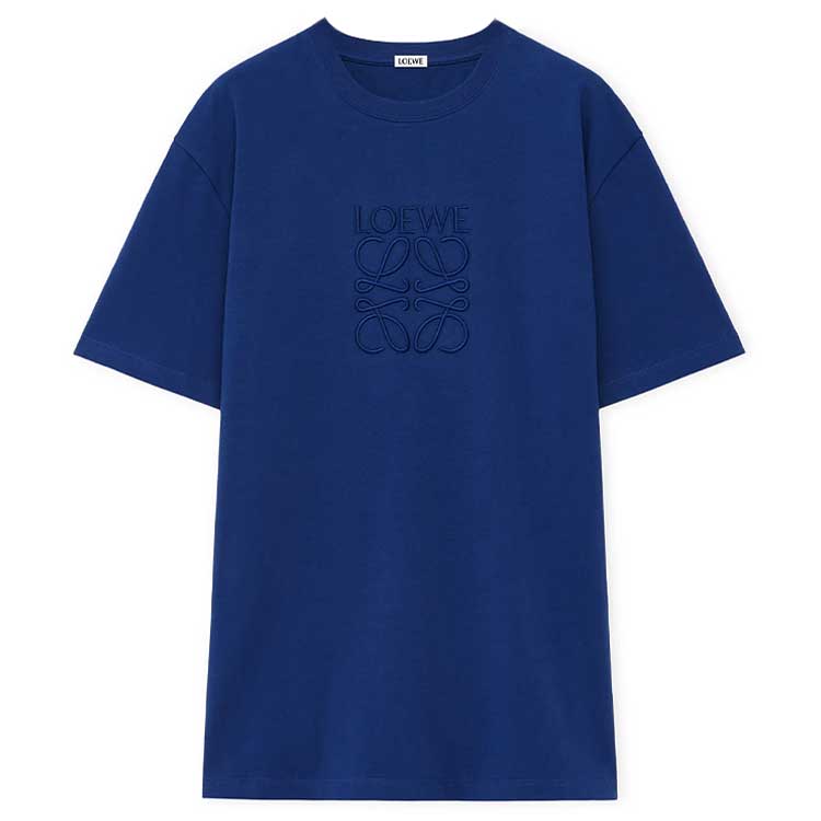 LOEWE  Solid Color Crew Neck Slim Fit Short Sleeve T-Shirt Blue H526Y22XB8-5160