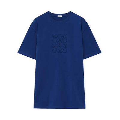 LOEWE Solid Color Crew Neck Slim Fit Short Sleeve T-Shirt Blue H526Y22XB8-5160