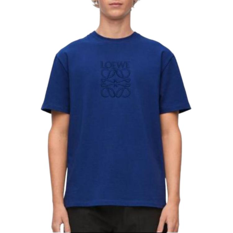 Lookbook LOEWE 素色短袖圓領修身T恤 藍色 H526Y22XB8-5160