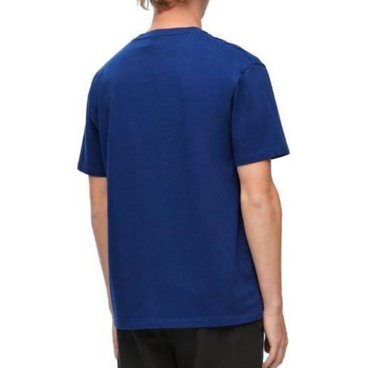 Shop LOEWE 素色短袖圓領修身T恤 藍色 H526Y22XB8-5160