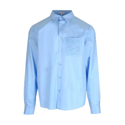 LOEWE Solid Color Long Sleeve Shirt Blue H526Y05WB1-5690