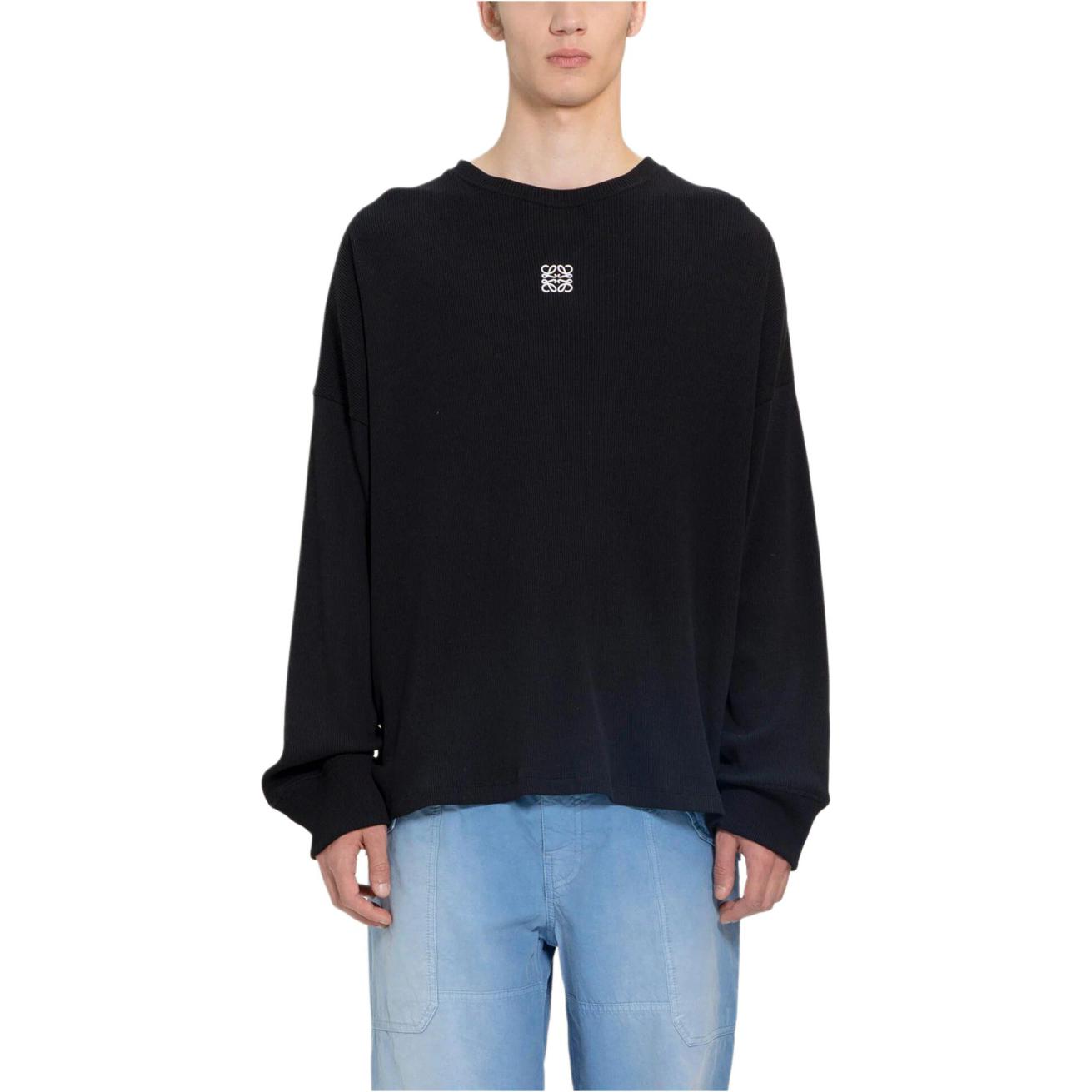 Lookbook LOEWE 素色寬鬆版長袖黑色T恤 H526Y22XAY-1100