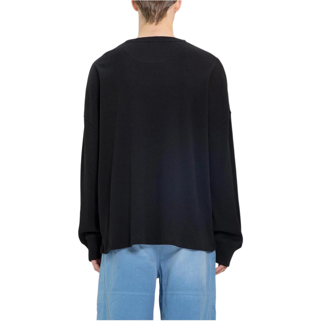 Shop LOEWE 素色寬鬆版長袖黑色T恤 H526Y22XAY-1100