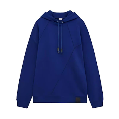 LOEWE Solid Color Oversized Hoodie with Drawstring in Blue. H526Y25J26-5160