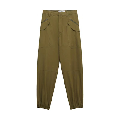 LOEWE Solid Color Zipper Cargo Jogger Pants Green H526Y04WE3-8967