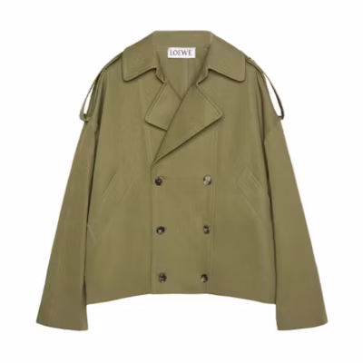 LOEWE Solid Double-Breasted Long-Sleeve Jacket SS24 - Kimchi Green. H526Y02X12-7966