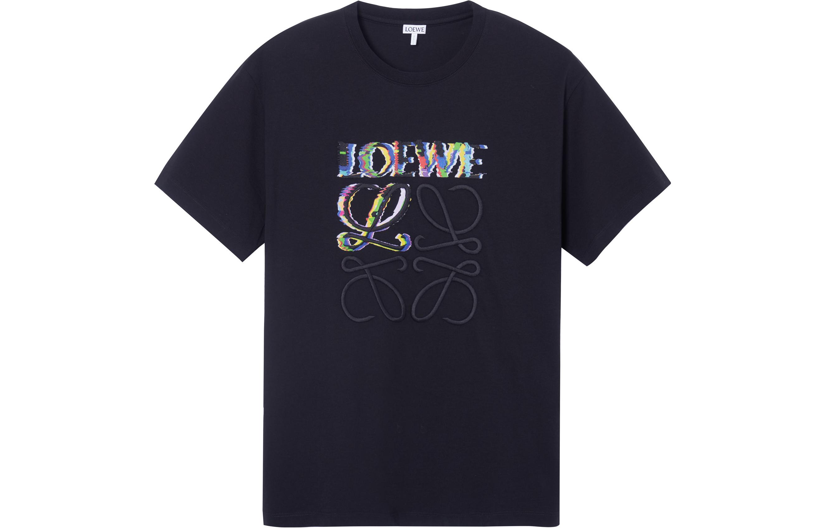 LOEWE  SS23 Black Crewneck T-Shirt with Graphic Letter Print. H526Y22J61-1100