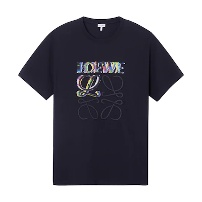 LOEWE SS23 Black Crewneck T-Shirt with Graphic Letter Print. H526Y22J61-1100