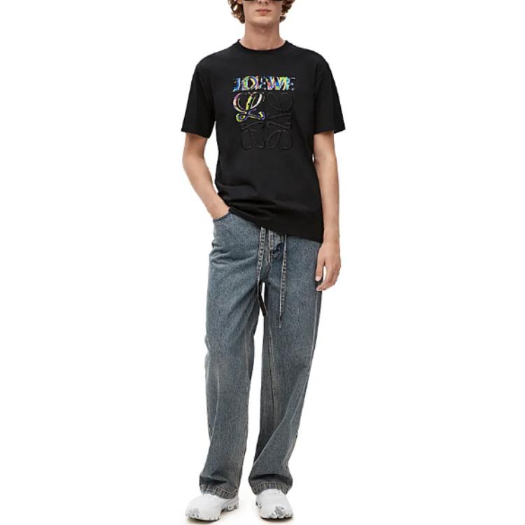 LOEWE  SS23 Black Crewneck T-Shirt with Graphic Letter Print. H526Y22J61-1100 圖 4
