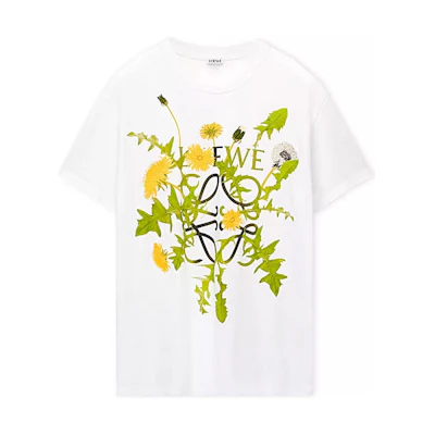 LOEWE SS23 White Floral Logo Print Oversized T-Shirt. H526Y22X70-2100