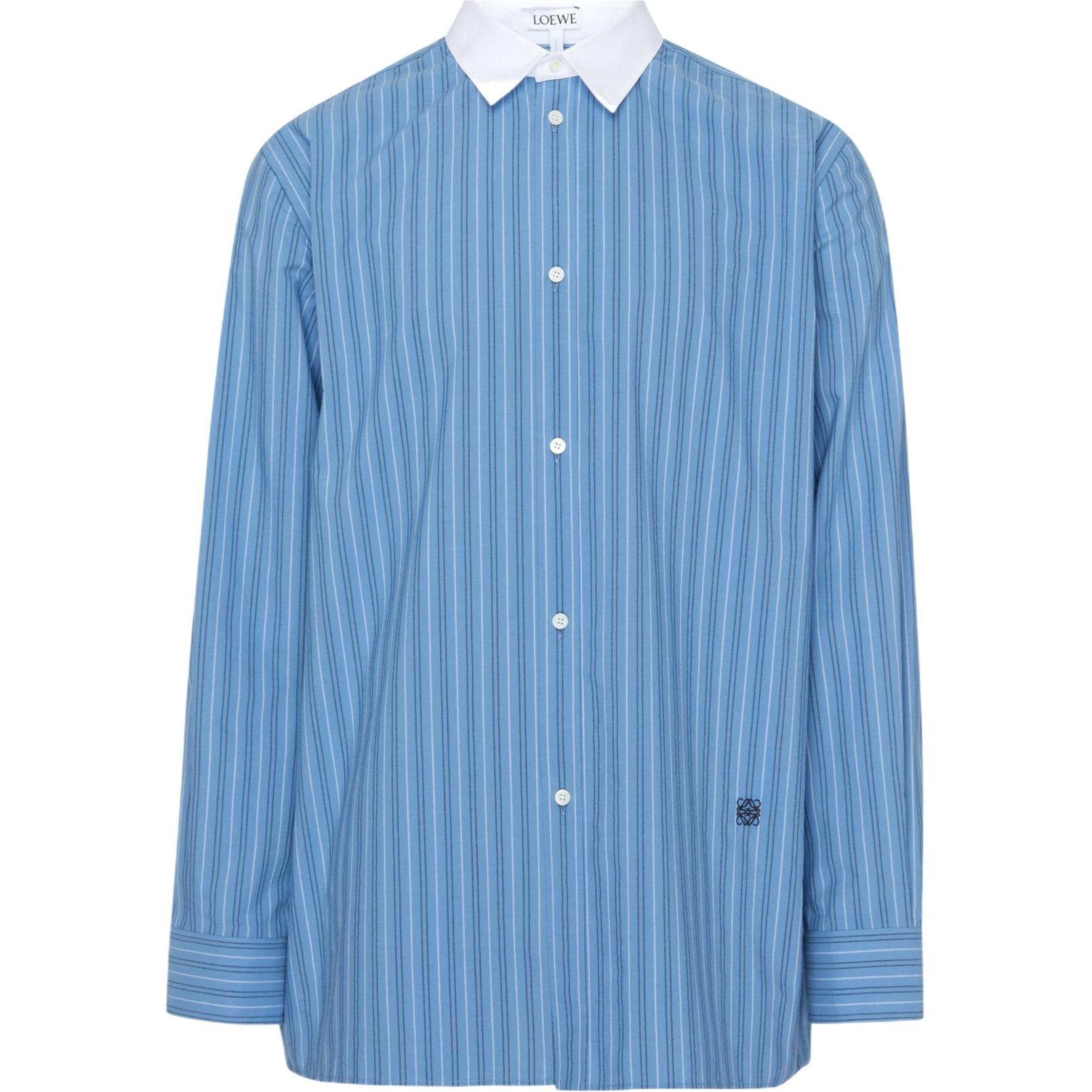 LOEWE  Striped Button-Up Shirt Light Blue Long Sleeve Collar Style H526Y05X26-5900