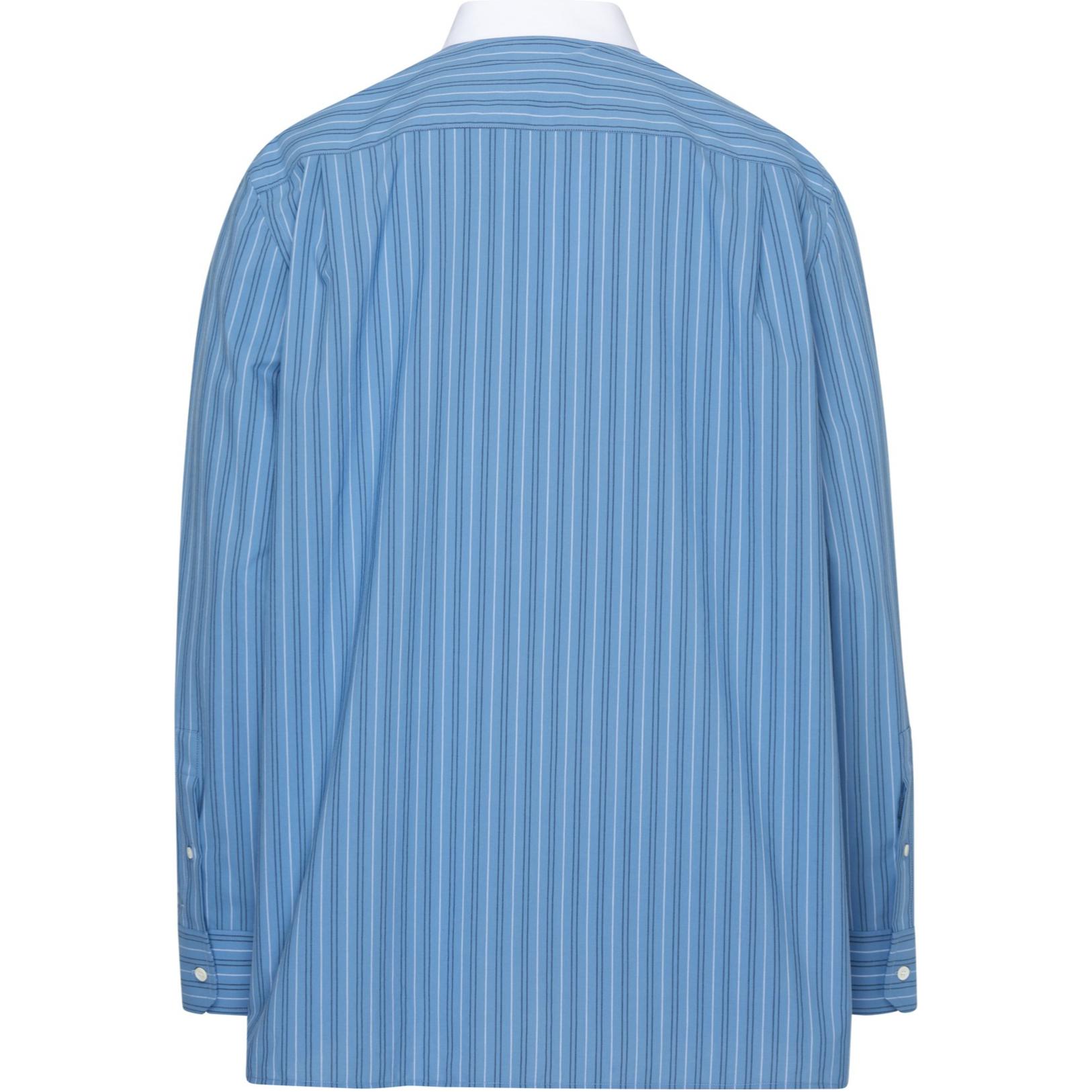 Lookbook LOEWE 條紋鈕扣襯衫 淺藍 長袖 翻領款式 H526Y05X26-5900
