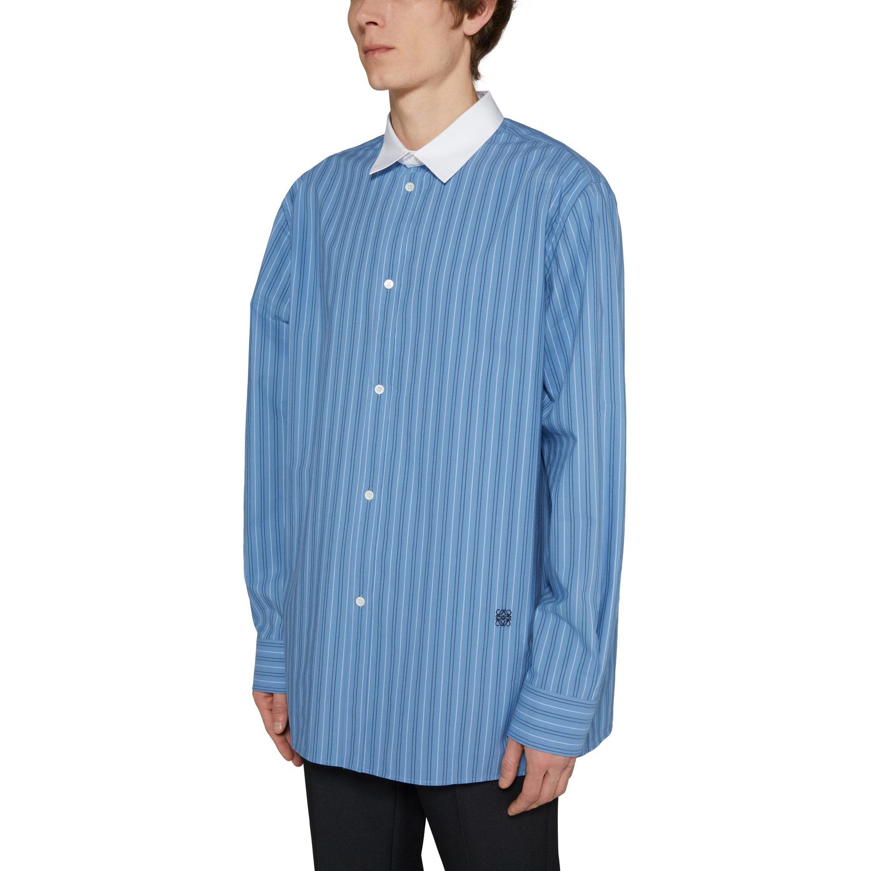 Sizing LOEWE 條紋鈕扣襯衫 淺藍 長袖 翻領款式 H526Y05X26-5900
