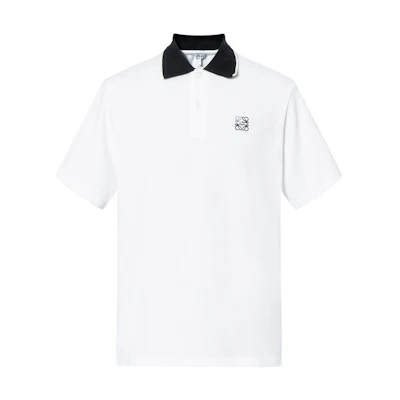 LOEWE White Short Sleeve Polo Shirt Solid Color Polo Top H526Y26J072100