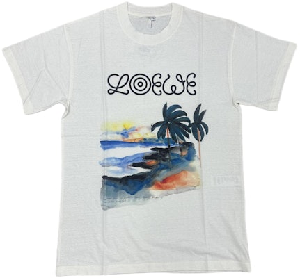 LOEWE Kaos Putih Watercolor Print Lengan Pendek Crew Neck. H6299982PC-2100 Order LOEWE Kaos Putih Watercolor Print Lengan Pendek Crew Neck. H6299982PC-2100