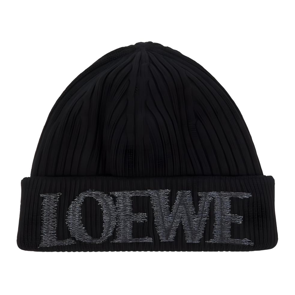 LOEWE  Wool Beanie with Logo Accent in Black. F540257X23