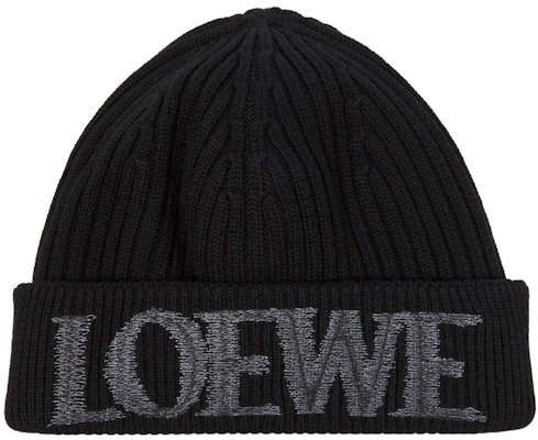 LOEWE Wool Beanie with Logo Accent in Black. F540257X23 Order LOEWE Wool Beanie with Logo Accent in Black. F540257X23