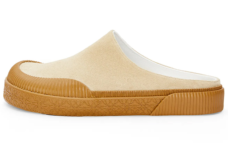 LOEWE Anagram 'Gold Velvet Platform Slides'