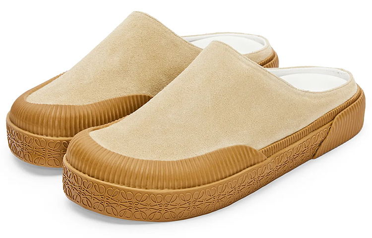 LOEWE Anagram 'Gold Velvet Platform Slides' 圖 2