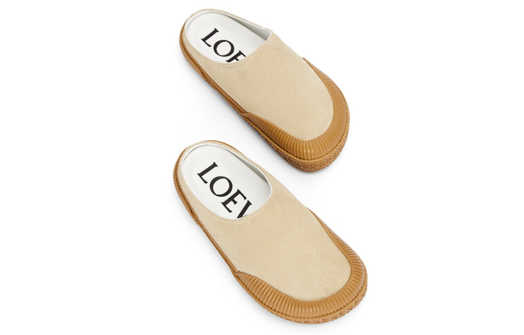 LOEWE Anagram 'Gold Velvet Platform Slides' 圖 3