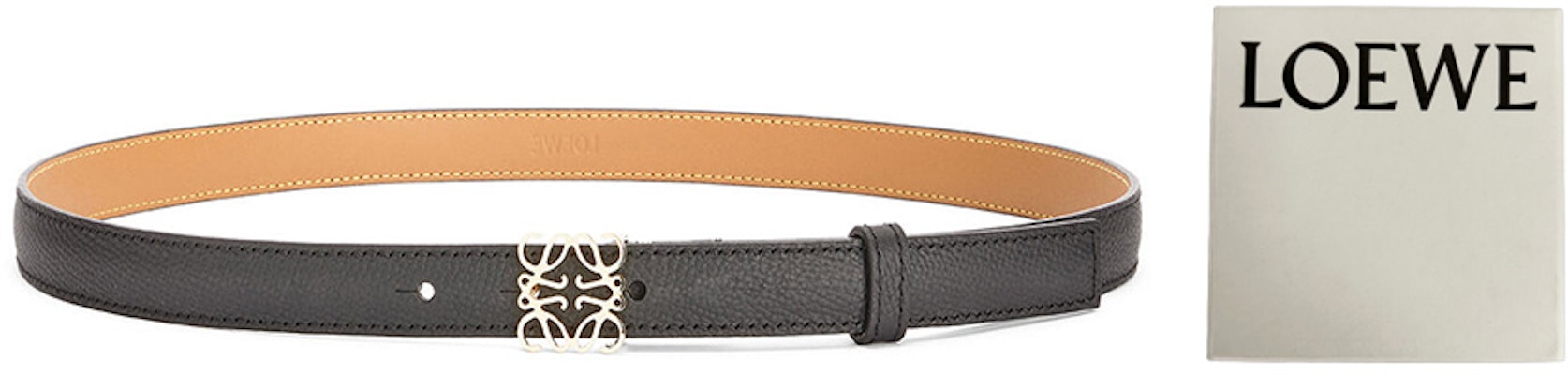 LOEWE Sabuk Kulit Hitam Pria 2cm dengan Pola Logo Emas Anagram. E619Z15X03-1206 Lookbook LOEWE Sabuk Kulit Hitam Pria 2cm dengan Pola Logo Emas Anagram. E619Z15X03-1206