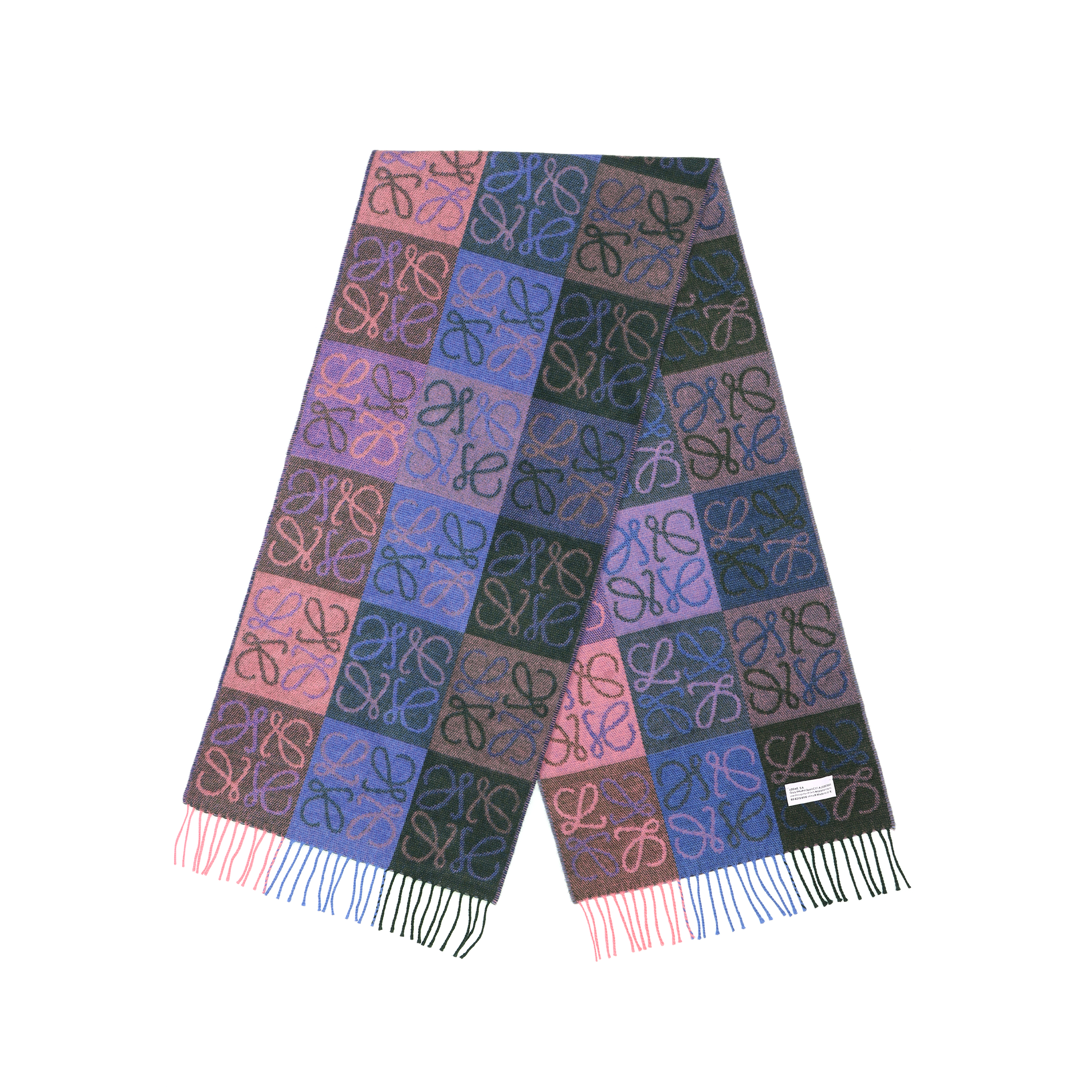 Lookbook LOEWE Anagram 格纹围巾 男女同款 双面羊毛披肩. F810487X17-5187