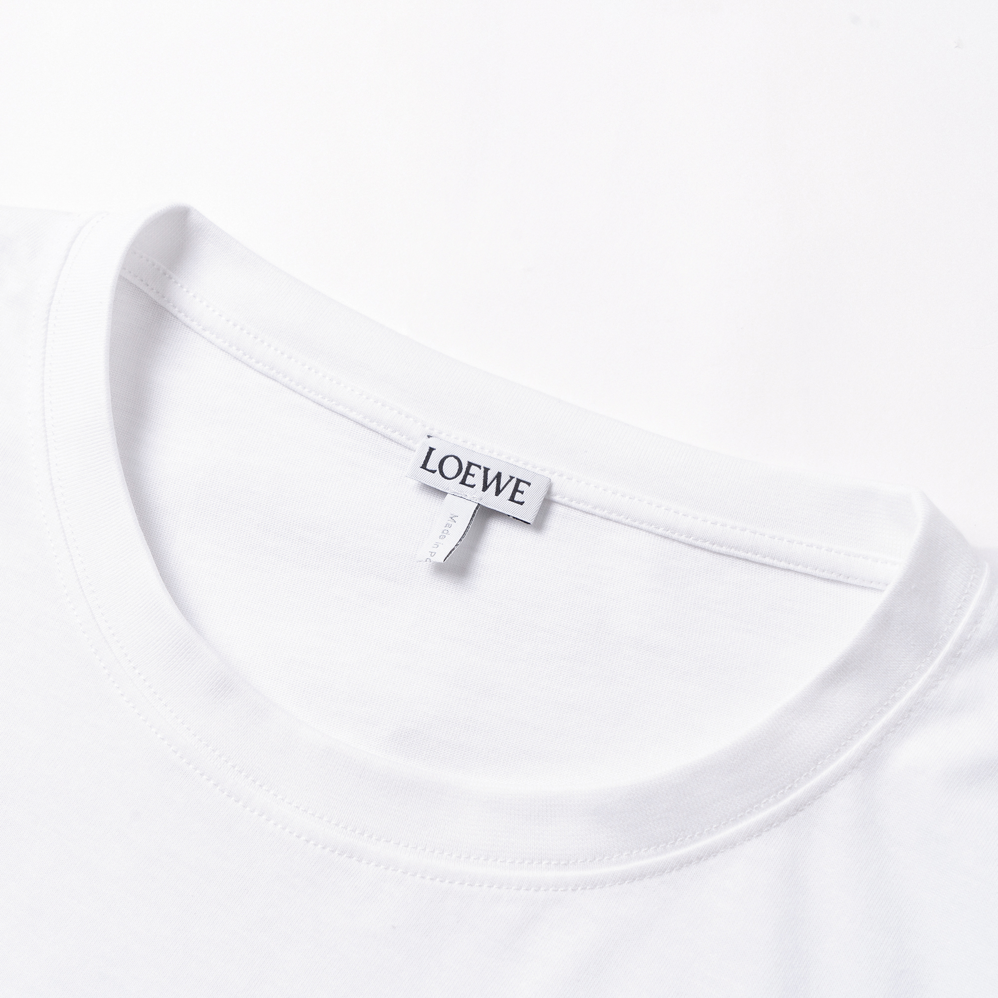 Shop LOEWE Anagram 刺绣棉质白色圆领T恤 H526341XAI-2100