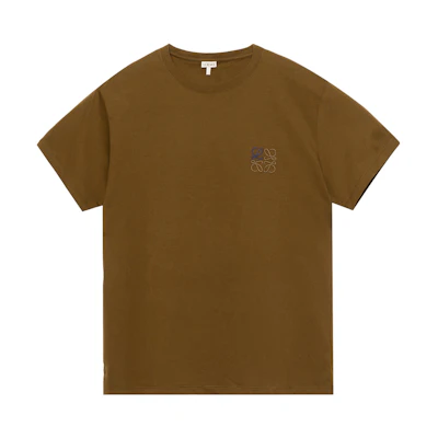 LOEWE Anagram Embroidered Green Cotton Crewneck T-Shirt for Men H526341XAI-4160