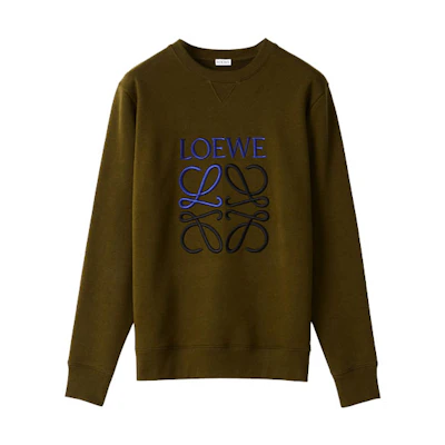 LOEWE Anagram Embroidered Logo Classic Sweatshirt Khaki Green. H526Y24J07-3969