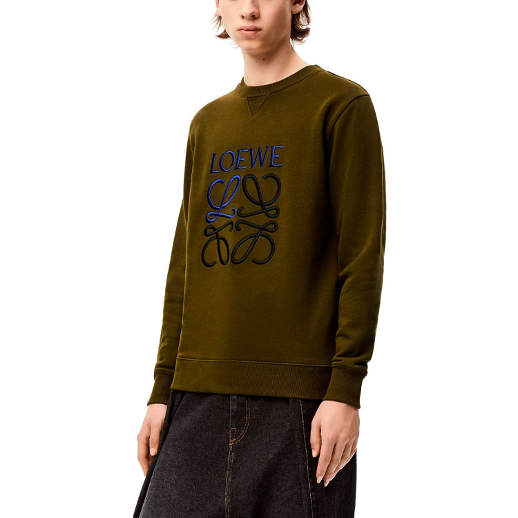 Lookbook LOEWE Anagram刺绣标志经典卫衣卡其绿色. H526Y24J07-3969