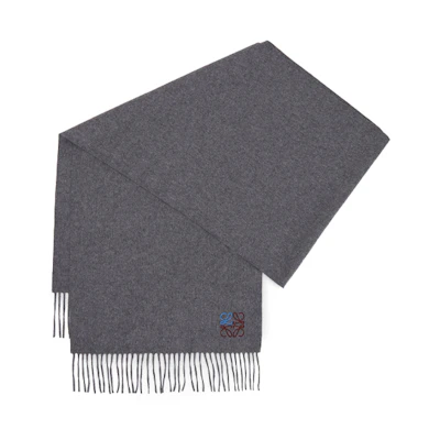 LOEWE Anagram Embroidered Logo Fringe Scarf Unisex Couple Style - Grey F000914X04-1120
