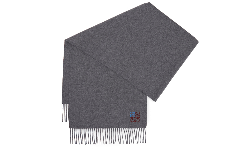 LOEWE Anagram Embroidered Logo Fringe Scarf Unisex Couple Style - Grey F000914X04-1120 圖 2