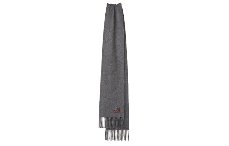 LOEWE Anagram Embroidered Logo Fringe Scarf Unisex Couple Style - Grey F000914X04-1120 圖 3