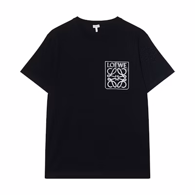 LOEWE Anagram FW22 Embroidered Logo Black Short Sleeve T-Shirt for Men. H526Y22X25-1100